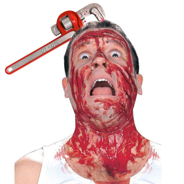 Halloween props show funny funny horror whole man props wearing axe saw nails wearing head knife