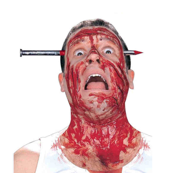Halloween props show funny funny horror whole man props wearing axe saw nails wearing head knife